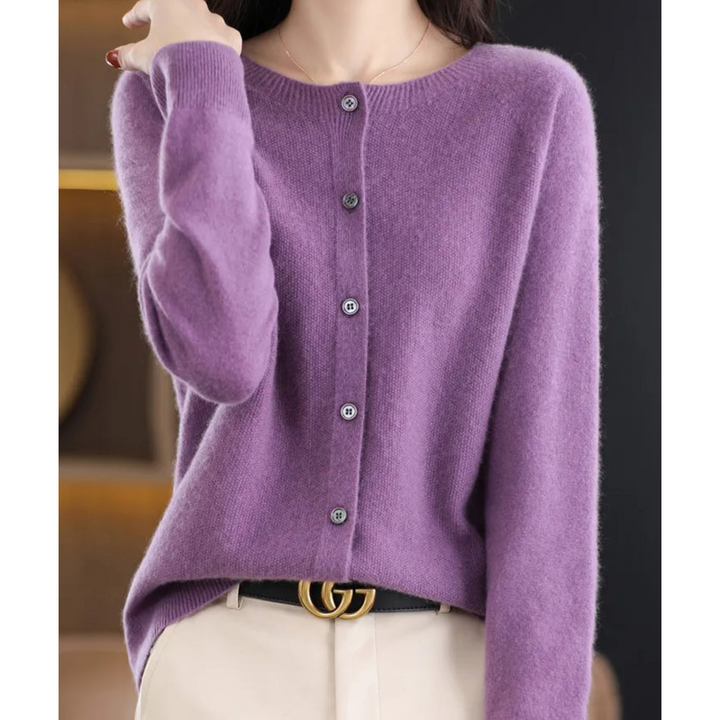 Drune | Merinowolle Damen O-Ausschnitt Strickjacke pullover