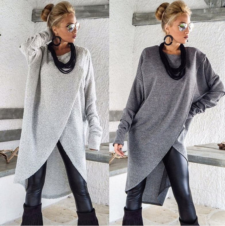 Drune | Strickpullover Asymmetrisches Design Langärmelig Übergroß Fit Weich Und Warm