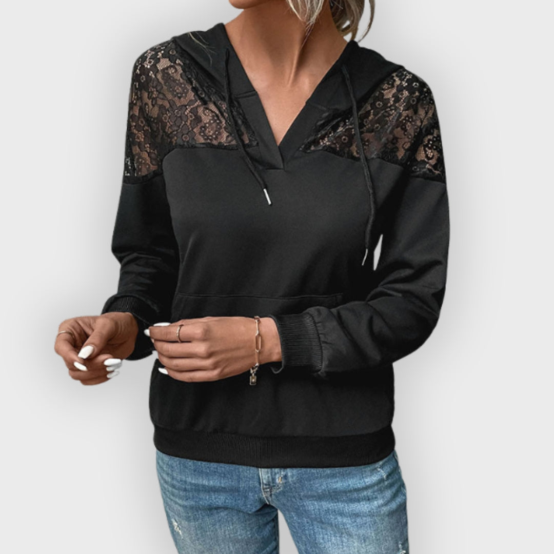 Drune | Kapuzenpullover Spitzen Detail