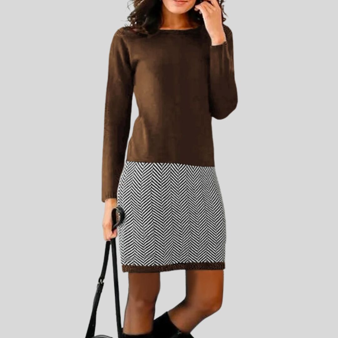Drune | Schickes Kleid mit Hahnentritt-Saum