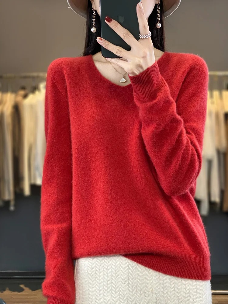 MonAmi V-Ausschnitt Leichtgewicht Kaschmir Pullover Damen