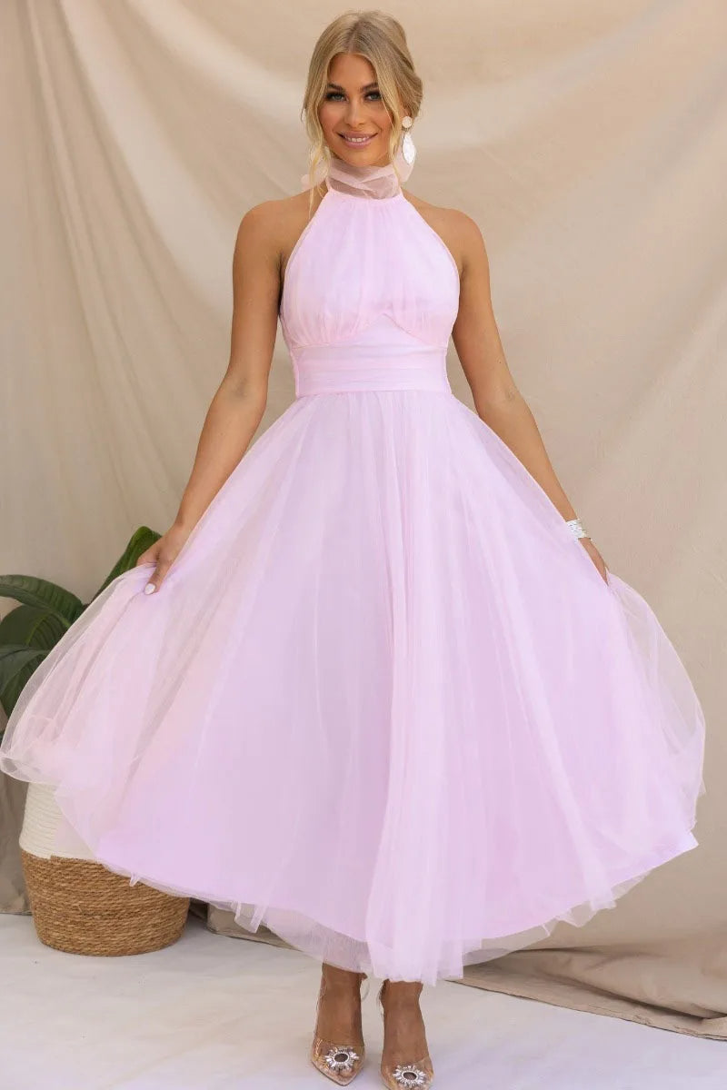 Drune | Halter Tüll Midi Kleid