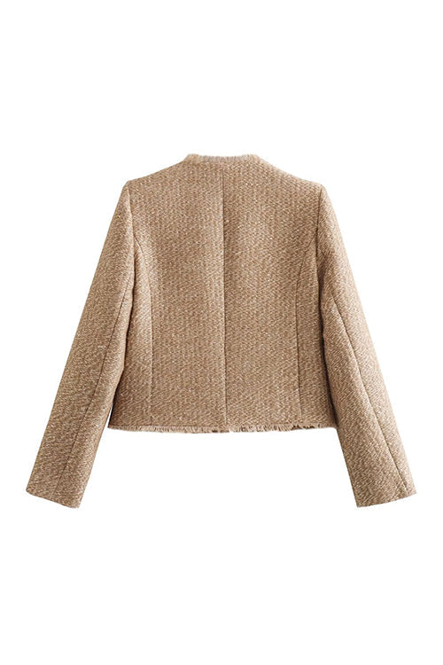 Drune | Up Frayed Hem Kurze Tweedjacke