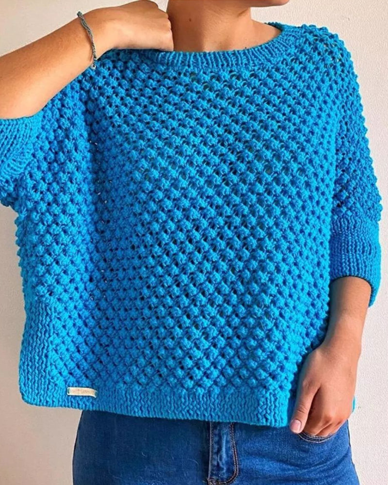 Drune | Einfarbiger Lockerer Pullover mit Rundhalsausschnitt