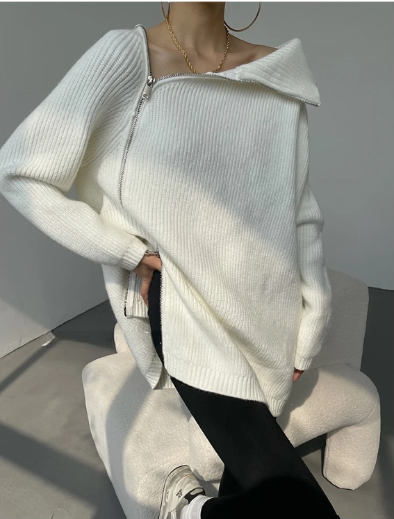 Drune | Roter, schlichter Pullover mit Stehkragen