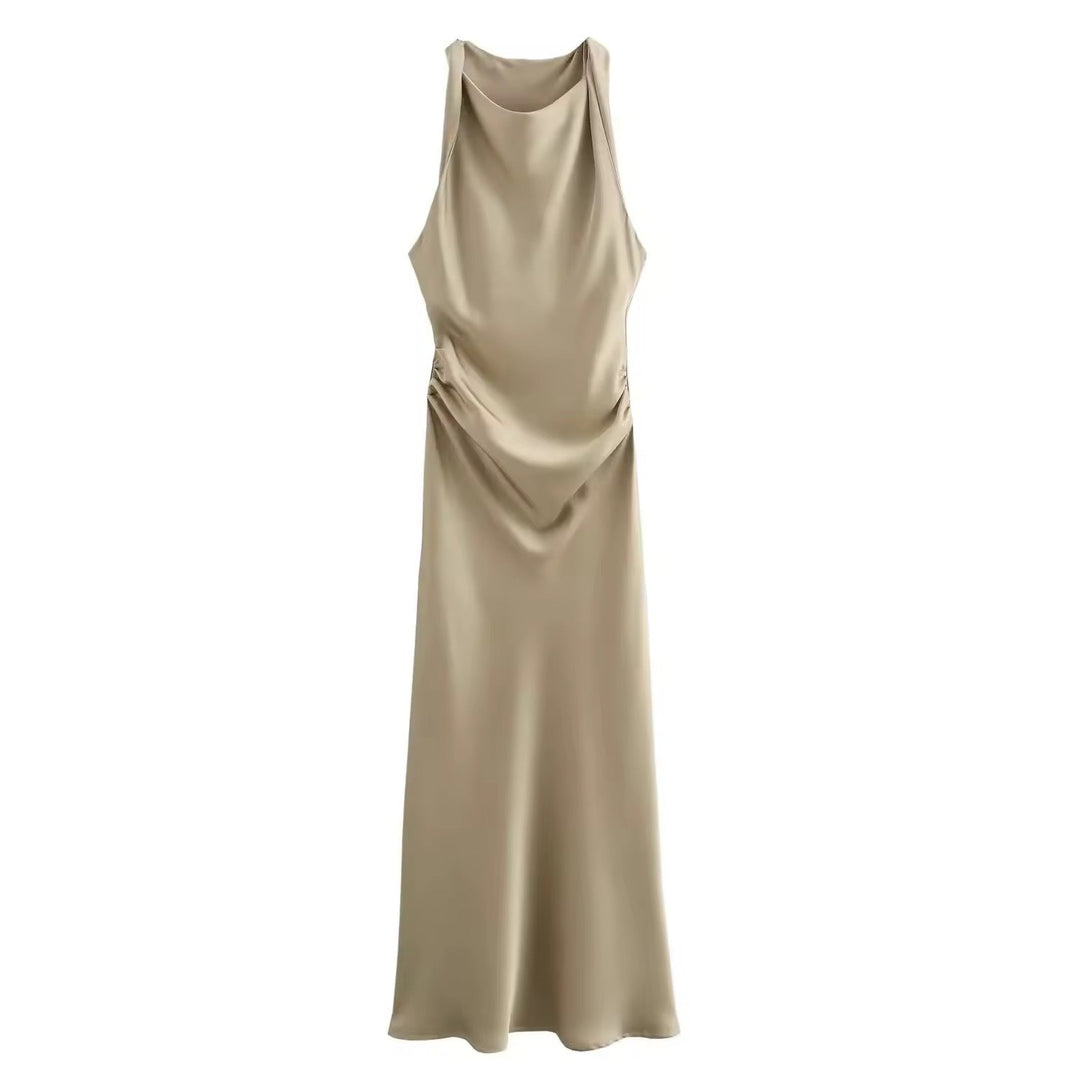 Drune | Satin Maxikleid Elegante Drapierung
