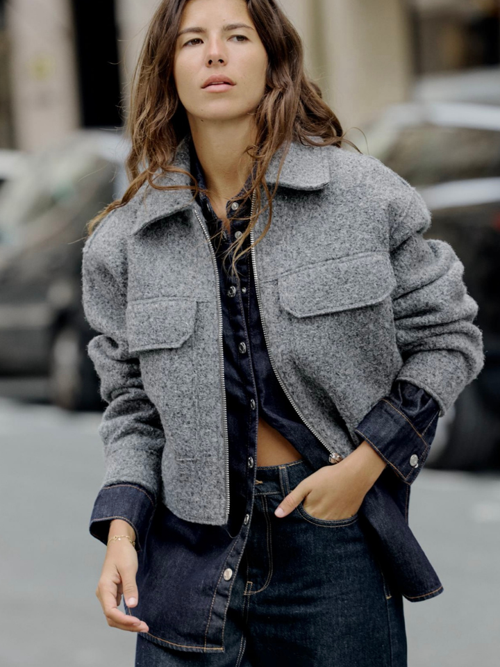 Drune | Stil Bouclé Graue Jacke