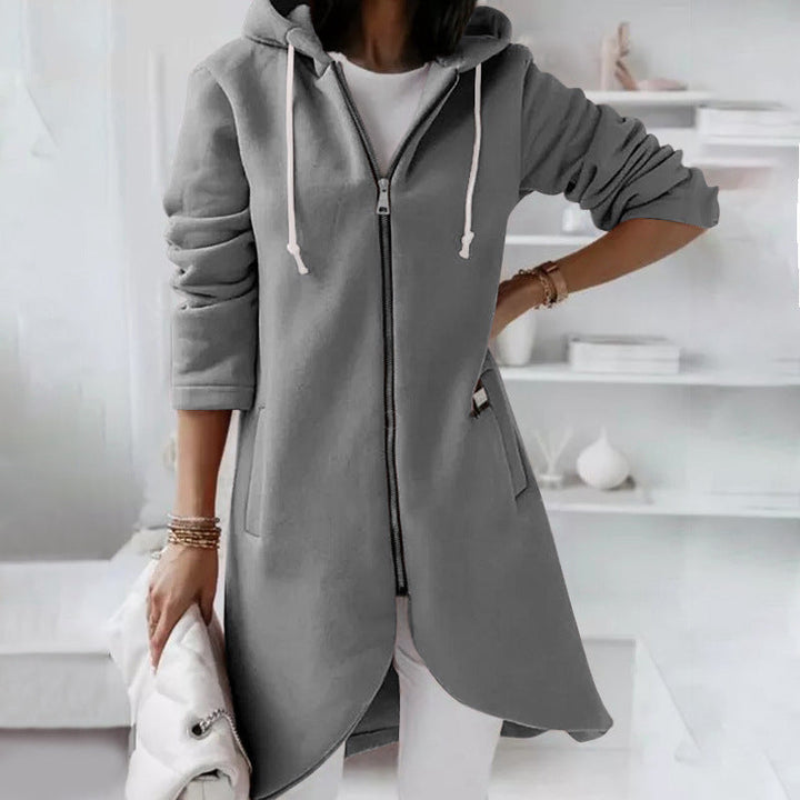 Drune | Langer Bequemer Kapuzenpulli Mit Reißverschluss Für Damen