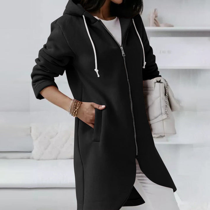 Drune | Langer Bequemer Kapuzenpulli Mit Reißverschluss Für Damen