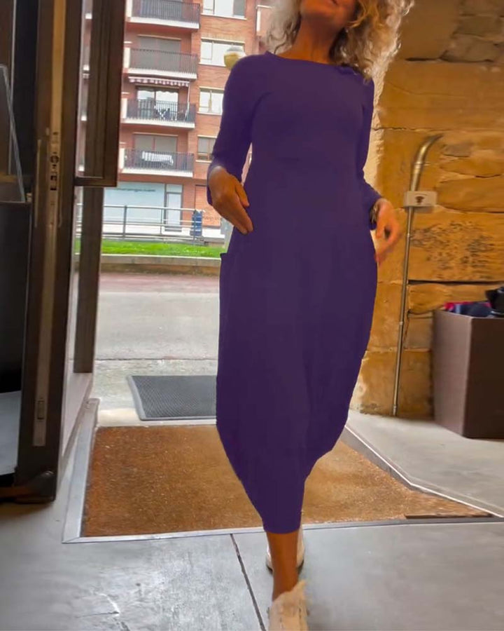 Drune | Kleid mit Rundhalsausschnitt und Langen Ärmeln und Tasche
