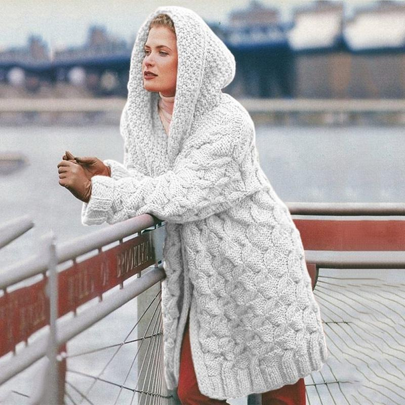 Drune | Lange Strickjacke für Frauen mit Kapuze