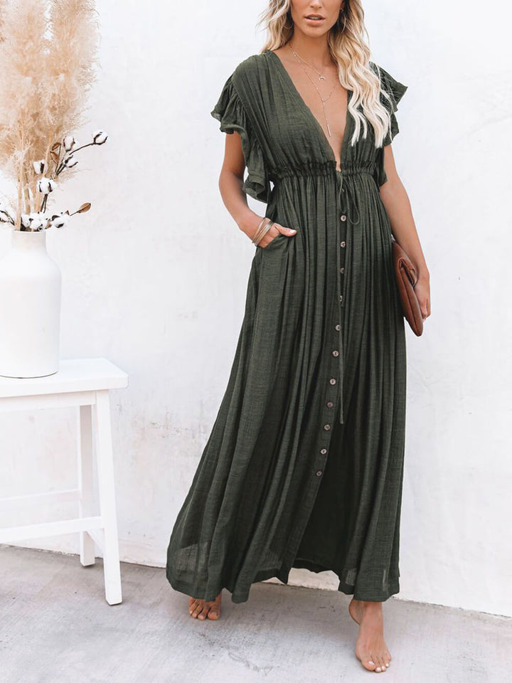 Drune | Stil Maxi Kleid mit Flatterärmeln für Frauen