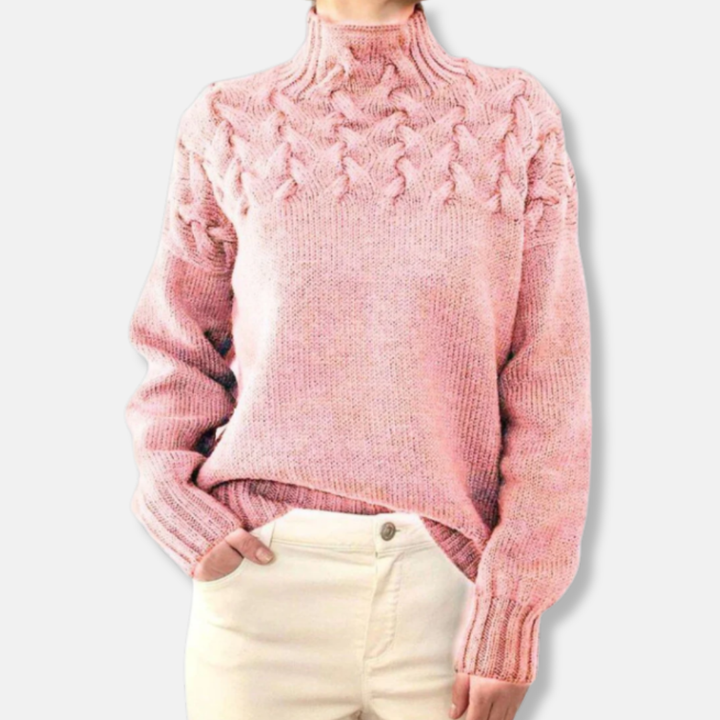 Drune | Wolle Hoher Hals Pullover Kabelstrick Entspannt Passform Pullover