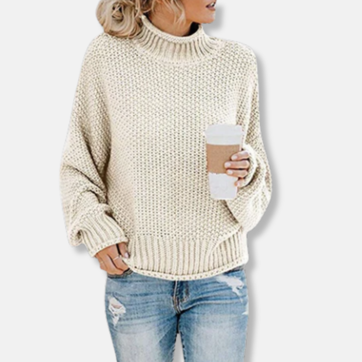 Drune | Pullover - Oversized Wollmischung - Grobstrick - Raglanärmel - Hoher Kragen