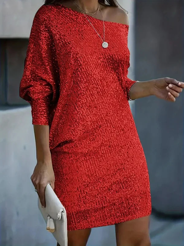 Drune | Damen Mini Kleid Partykleid Mit Kontrastierenden Pailletten Für Frauen