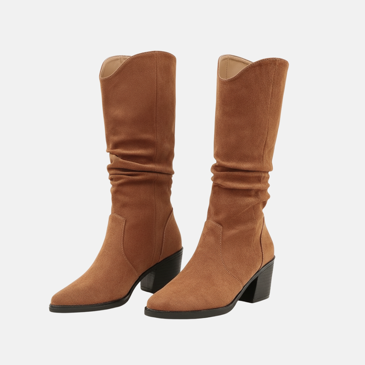 Drune | Stiefel - Wildlederähnliches Textil - Mittelwaden - Schluffiger Schaft - Spitz zulaufende Zehen