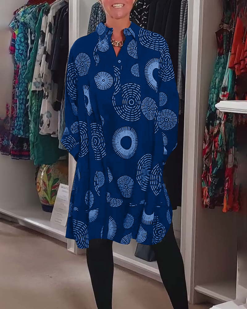 Drune | Kleid mit Revers und Geometrischem Print