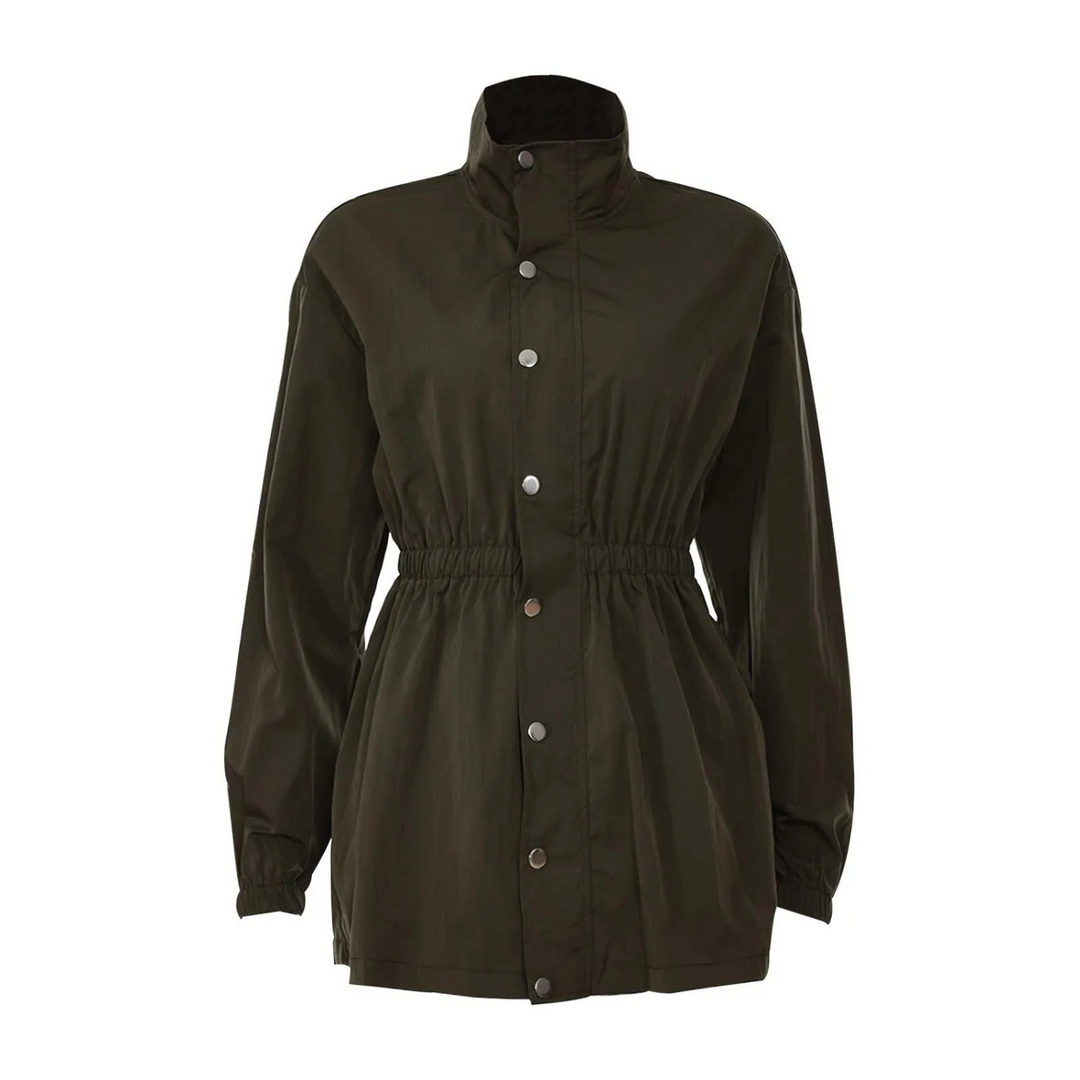 Drune - Damen khaki lässige Kordelzugjacke