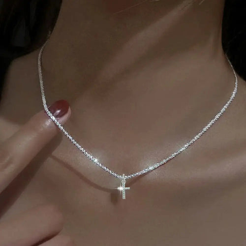 Drune | 925 Sterling Silber Kreuz Zirkon Kette
