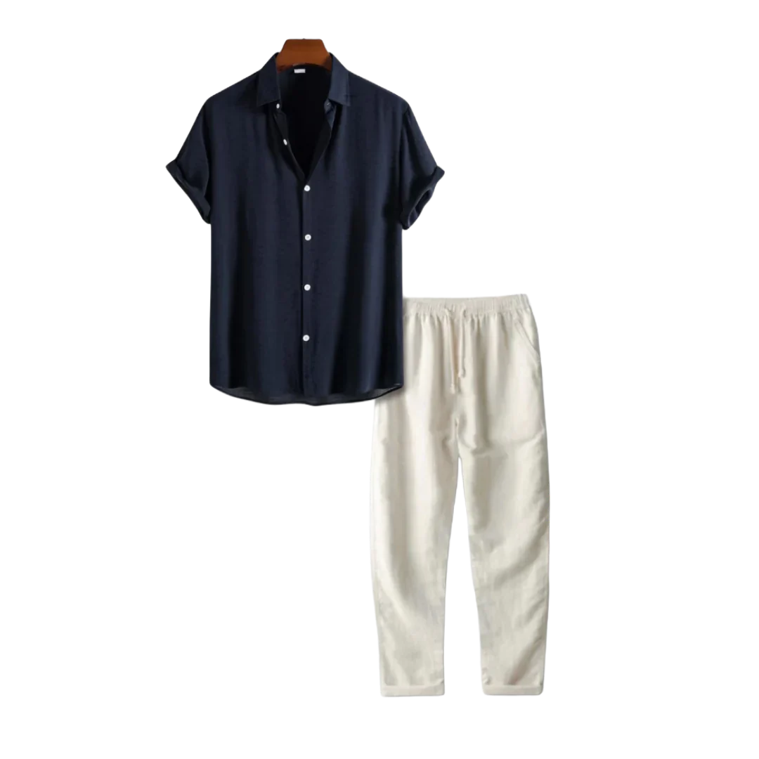 Drune Linen Outfit Set - Lässige - Florenz bei Nacht