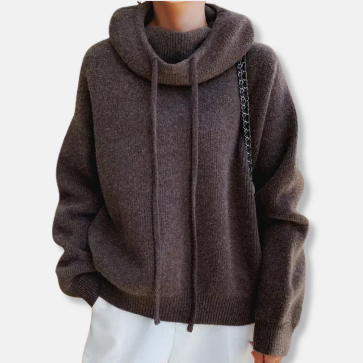 Drune | Gestrickter Sweatshirt - Übergröße Entspannt Passform - Weiches Strickmaterial - Kapuze mit Kordelzug