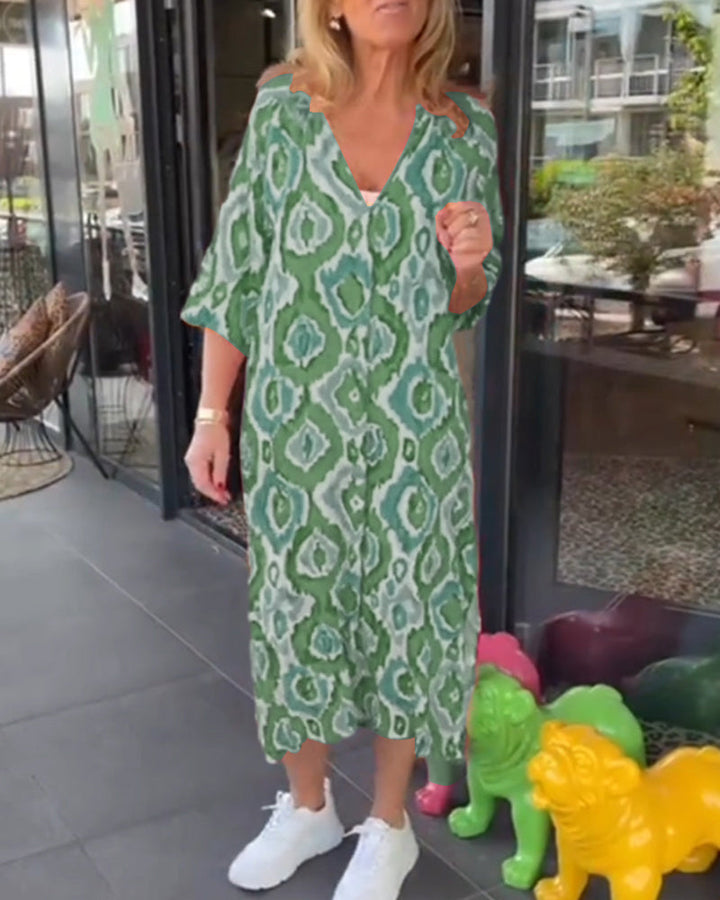 Drune | Kleid mit Motivdruck und Halbärmeln