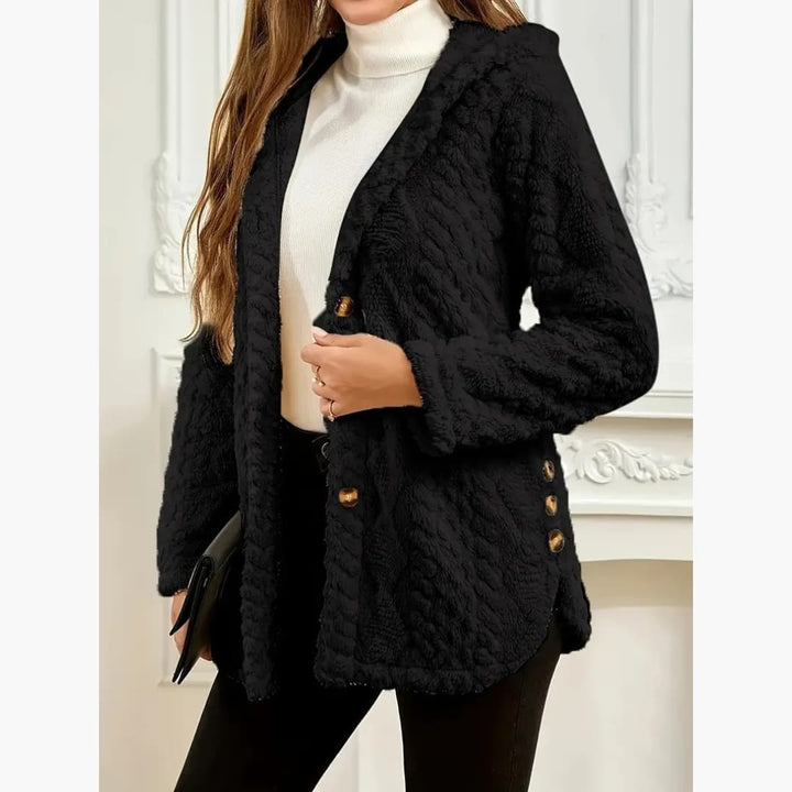 Drune | Gemütlicher Hoodie mit Teddy-Pullover und Knopf vorne für Damen