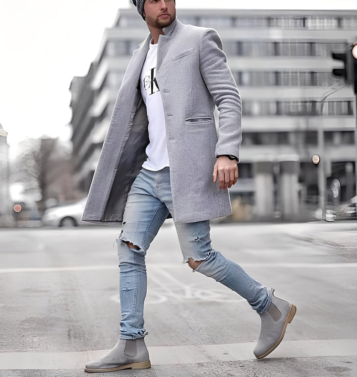 Drune | Lässiger langer Wollmantel für Herren
