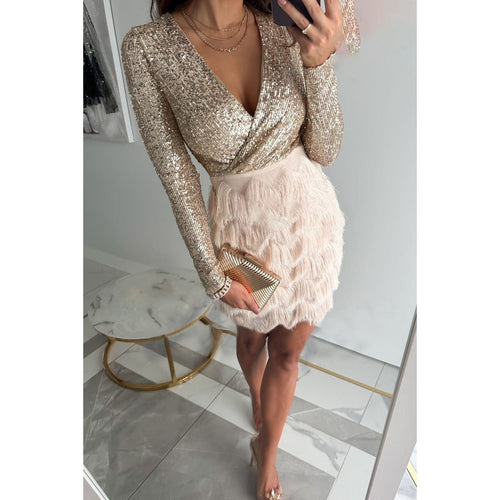 Drune | Stilvolle Winter Chic Glitter Mini Kleid für Frauen