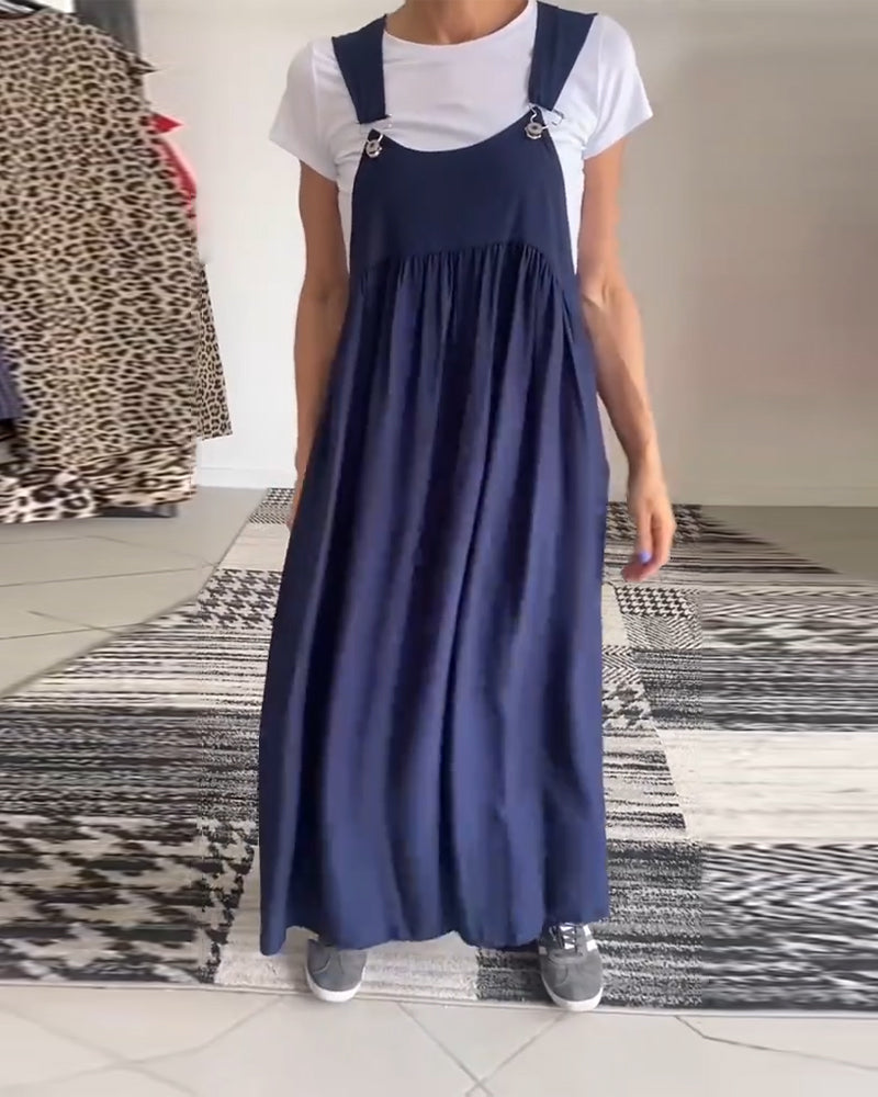 Drune | Kleid Lässig Einfarbig Hosenträger
