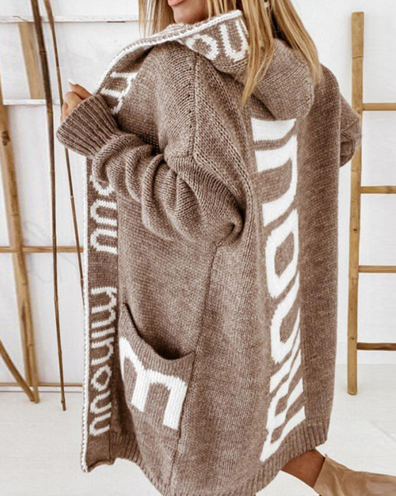 Drune | Lange Strickjacke mit Buchstabendruck