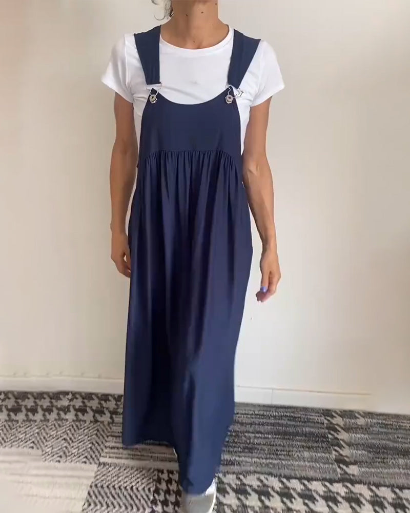 Drune | Kleid Lässig Einfarbig Hosenträger