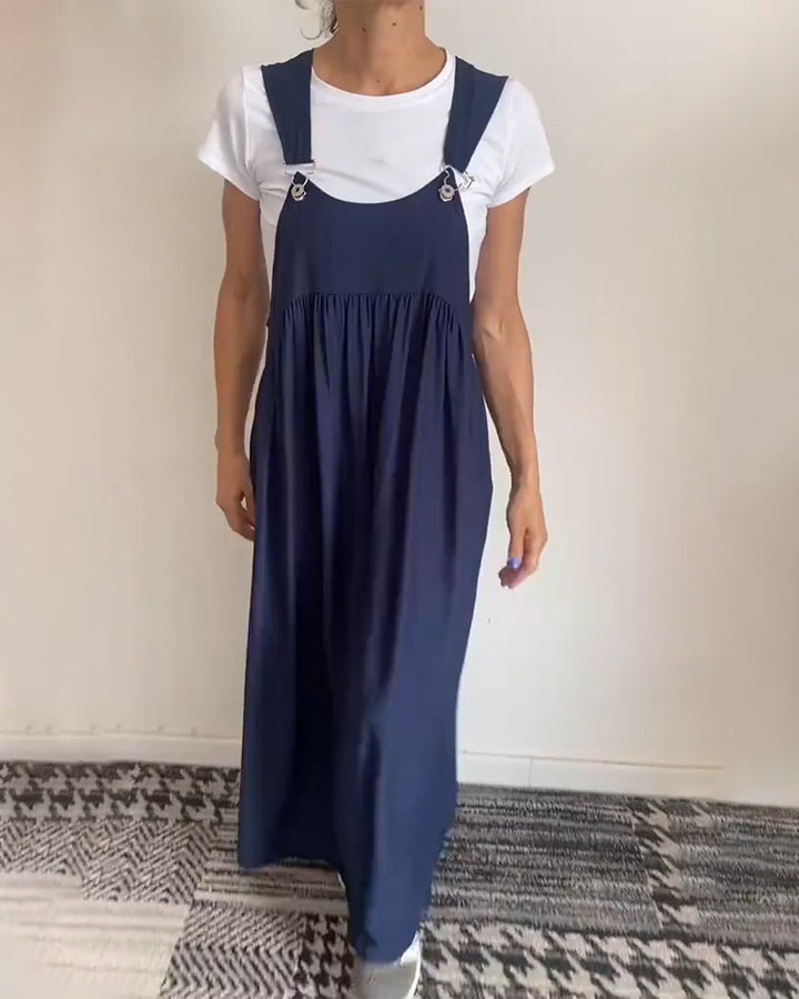 Drune | Kleid Lässig Einfarbig Hosenträger
