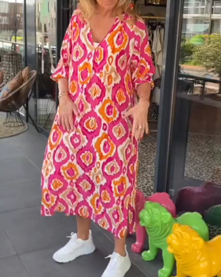 Drune | Kleid mit Motivdruck und Halbärmeln