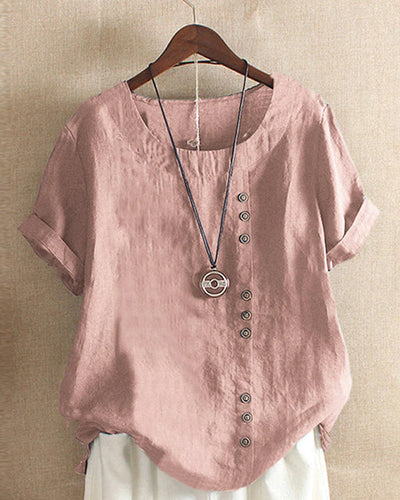 Drune | Einfaches Rundhals-T-Shirt mit Kurzen Ärmeln