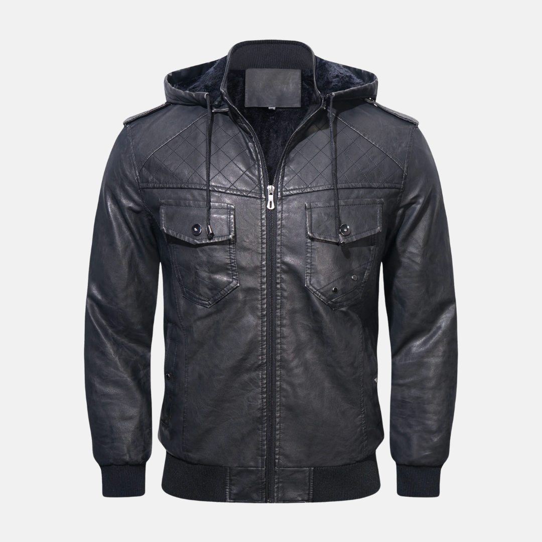 Drune | Lederjacke mit Kapuze
