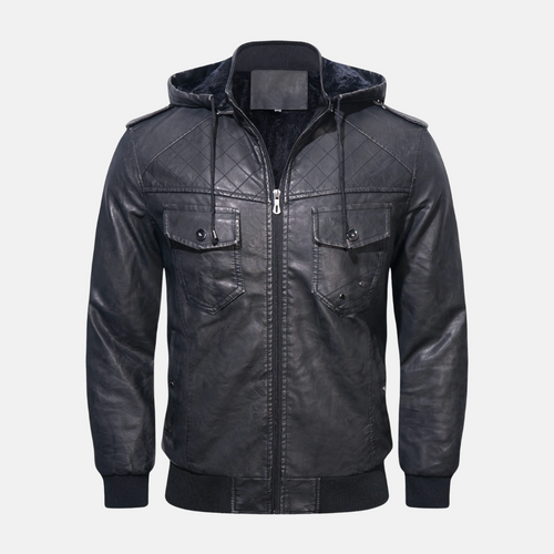 Drune | Lederjacke mit Kapuze