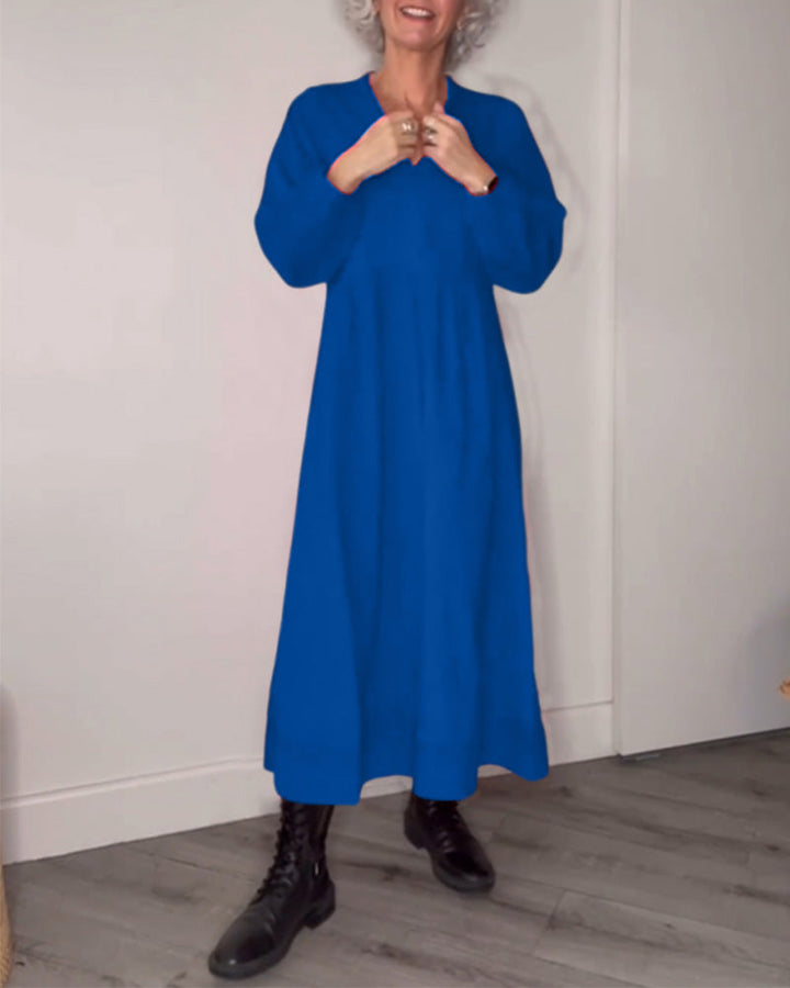 Drune | Elegantes Kleid mit V-Ausschnitt und Langen Ärmeln