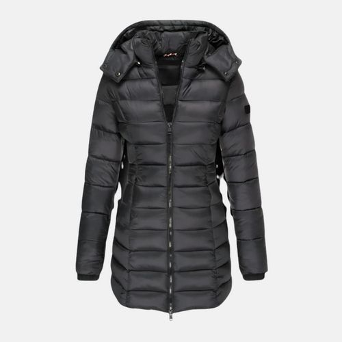 Drune | Damen Pufferjacke – Slim Fit Stepp – Kapuzen Mittelänge mit Rippbündchen