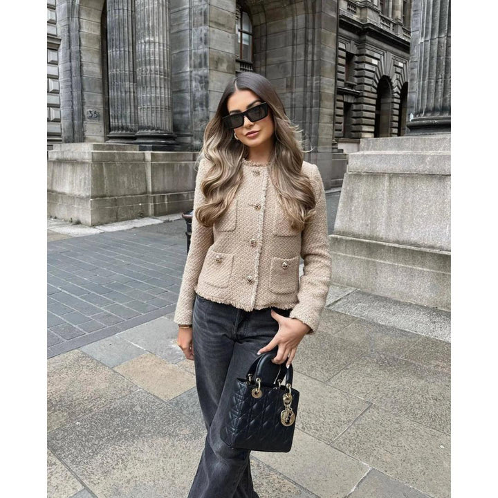 Drune | Button-Front Tweed-Jacke - Boxy Fit - Elegante Alltagslage