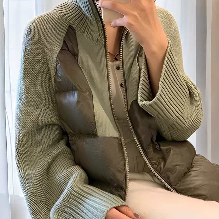 Drune | Freizeit Strick Parka Jacke mit Reißverschluss für Frauen