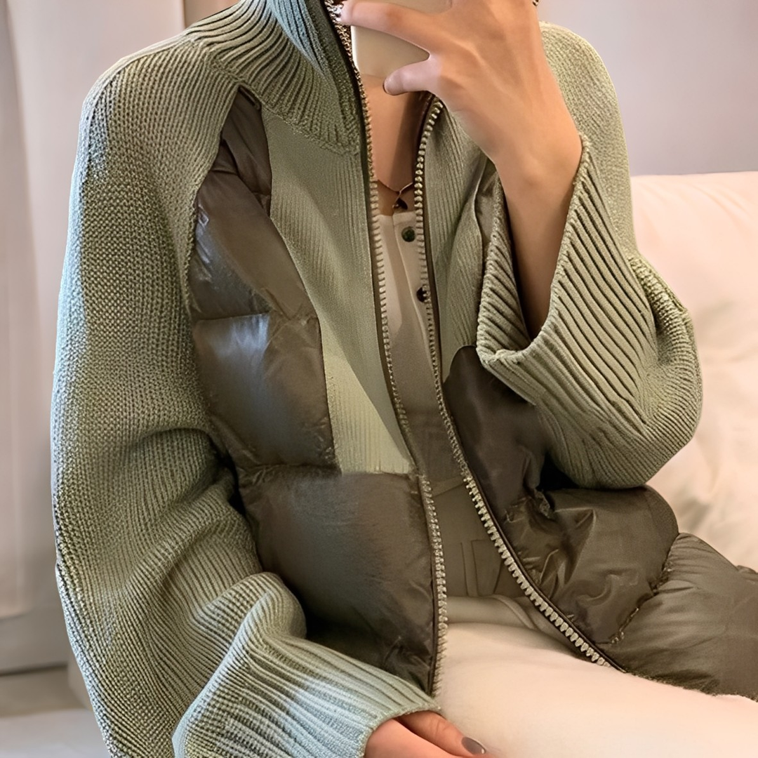 Drune | Freizeit Strick Parka Jacke mit Reißverschluss für Frauen