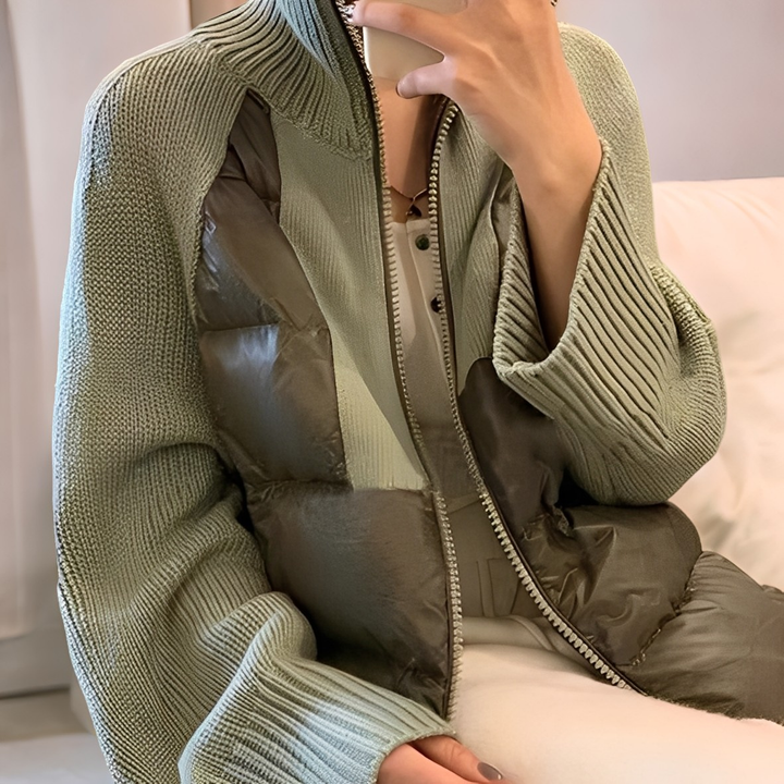 Drune | Freizeit Strick Parka Jacke mit Reißverschluss für Frauen