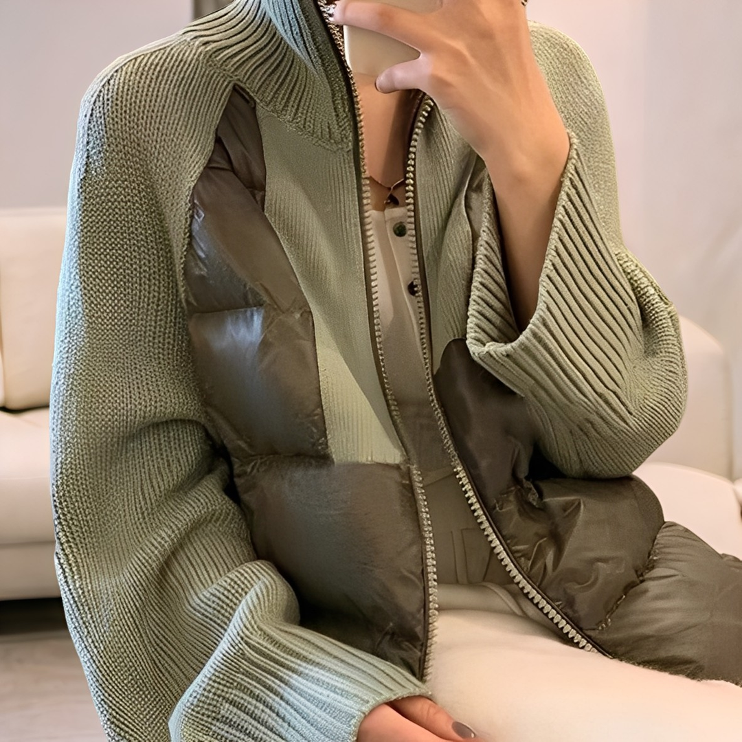 Drune | Freizeit Strick Parka Jacke mit Reißverschluss für Frauen