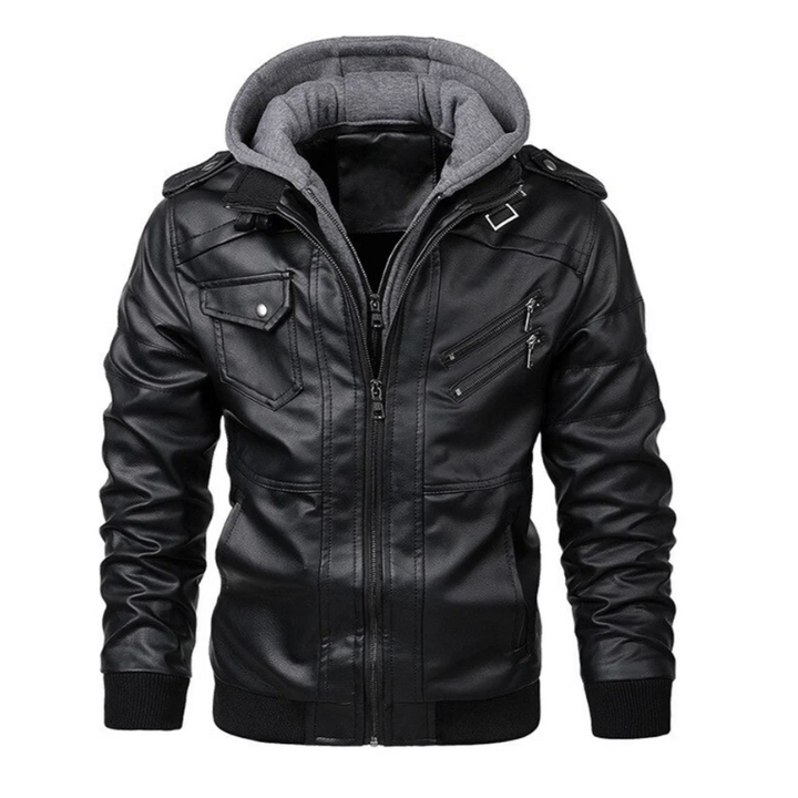 Drune | Lederjacke Mit Kapuze Für Herren