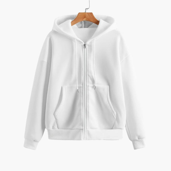Drune | Einfarbiger Kapuzenpullover mit Reißverschluss für Damen