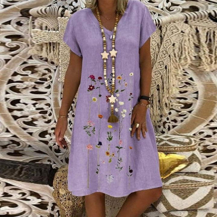 Drune | Bequemes Leinenkleid mit elegantem Muster