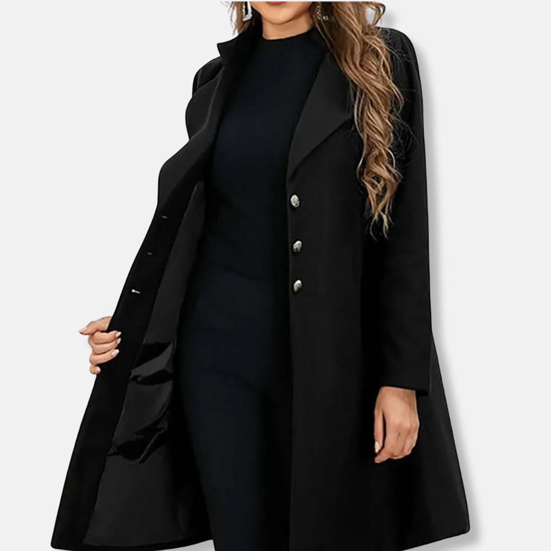 Drune | Mantel - Wolle - Slim Fit - Mittellang - Doppelreihiger Verschluss - Eingekerbter Revers