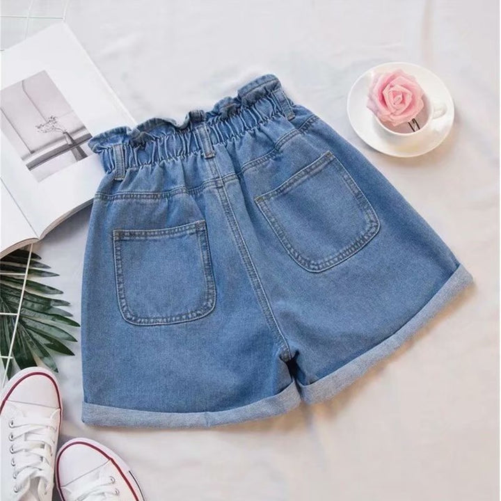 Damen Denim-Shorts mit hohem Bund und elastischem Taillenbereich Drune