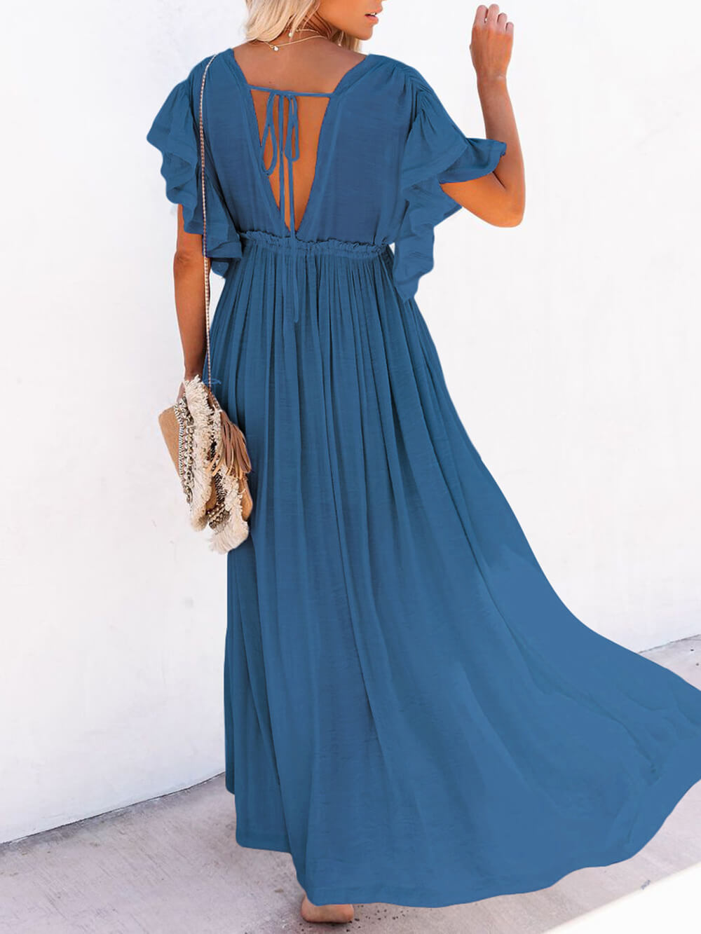 Drune | Stil Maxi Kleid mit Flatterärmeln für Frauen
